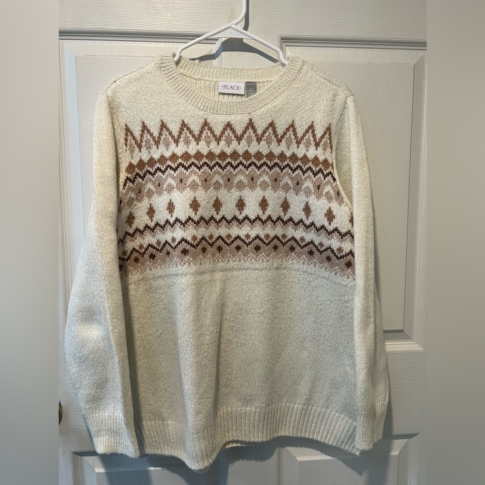 Women’s xl the children’s place Cream and Brown Sweater w a little sparkle